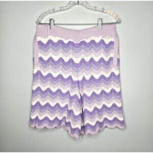 YITAI Los Angeles Shorts Lavender Gradient Knit Pull On Scalloped Hem Unisex NWT